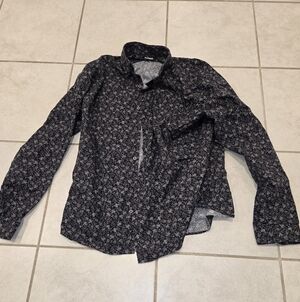 Express Black and White Floral Shirt